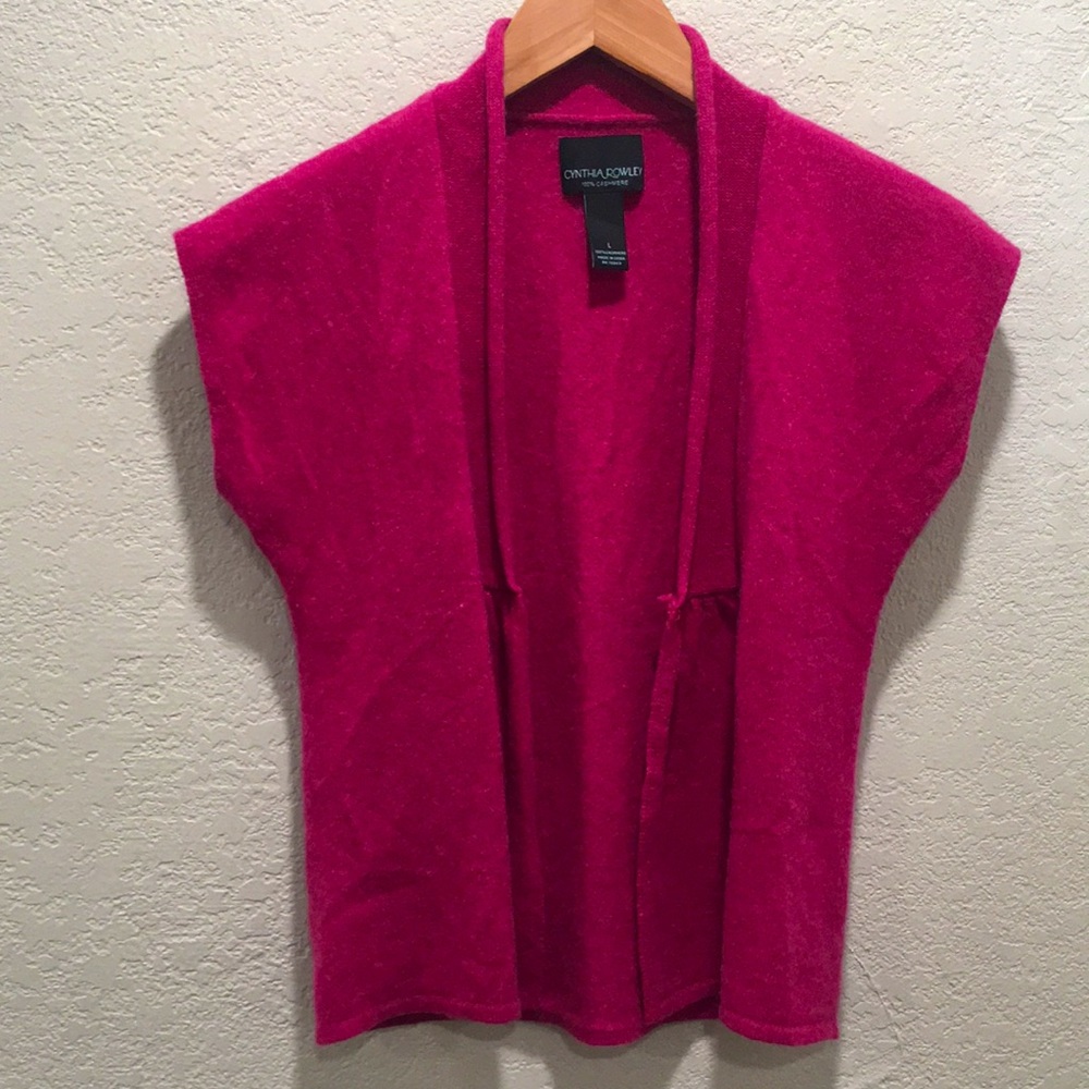 Cynthia Rowley Womens Cashmere Open Front Short Sleeve Cardigan Sweater Vest